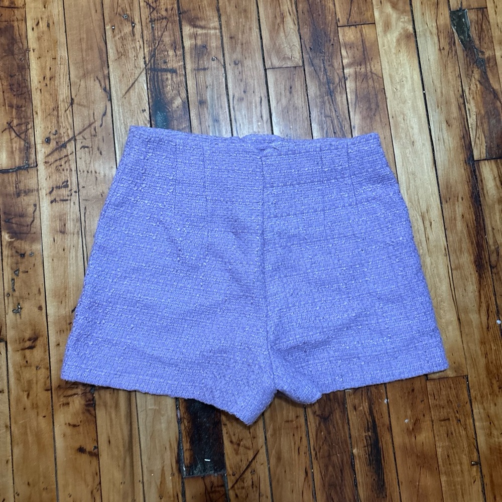 Zara High Waist Purple Tweed Shorts